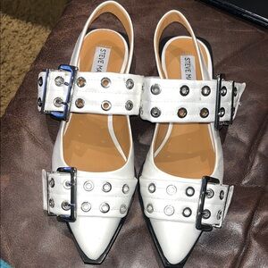 Steve Madden White Flats with Studded Straps